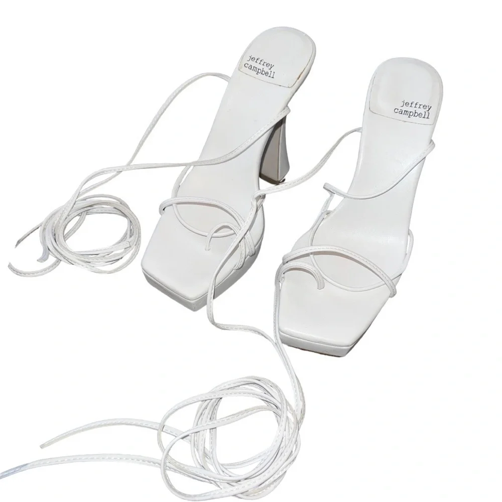 ▶️ Jeffrey Campbell ◀️ Primadonna Wrap Platform Sandal White. 7.